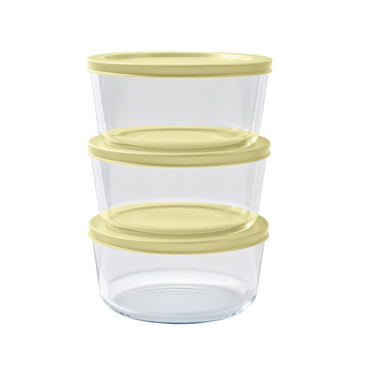 6 Piece Set (4 Cup / 32Oz) Round Glass Storage Containers With Lids, Sunlight Yellow-0