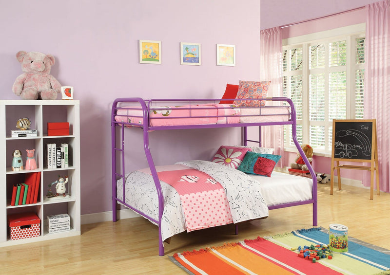 78" X 54" X 60" Twin Over Full Purple Metal Tube Bunk Bed-0