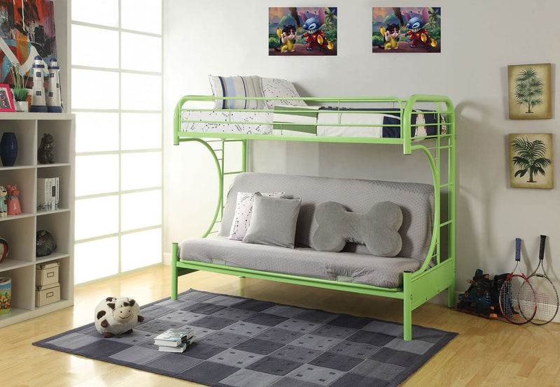 78" X 41" X 65" Twin Over Full Green Metal Tube Futon Bunk Bed-0