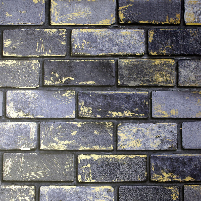 Metallic Brick Navy/Gold Wallpaper image 0