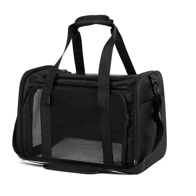 Pet Carrier Bag Large Black, Soft Fabric Folding Travel Bag for Cats and Puppies image 0