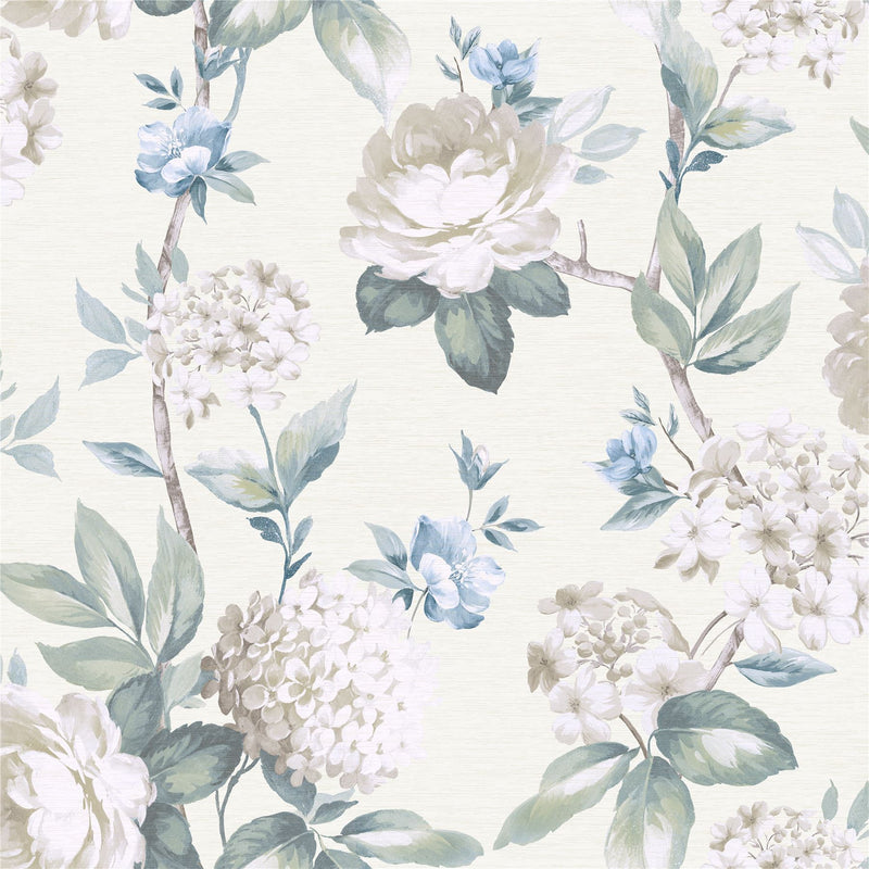 Keeka Floral Blue Cream Wallpaper image 0