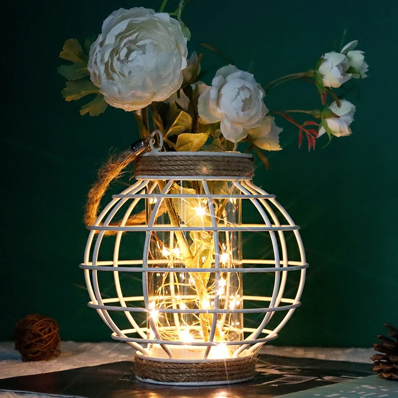 Metal Cage LED Lantern Battery Powered 7.3" Tall White-0