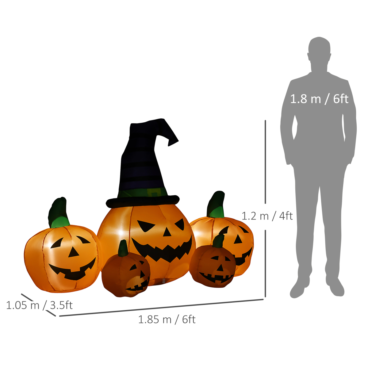 6ft Inflatable Halloween Large Pumpkin Hat with Four Small Pumpkins