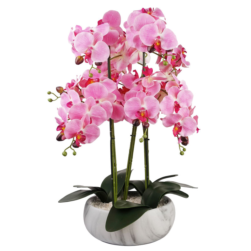 60cm Orchid Artificial Pink Marble Effect Ceramic Planter image 0