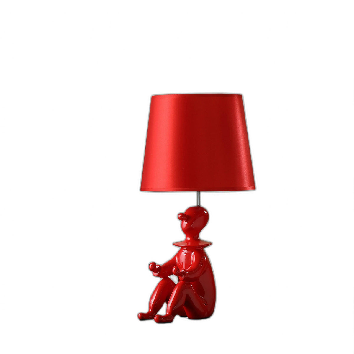 21" Red Bedside Table Lamp With Red Empire Shade-0