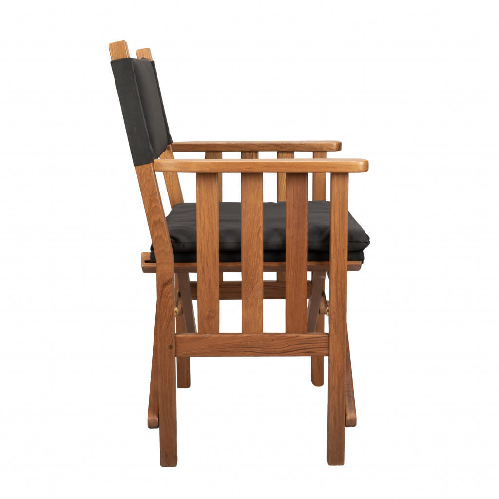 20" Black and Natural Wood Solid Wood Indoor Outdoor Director Chair with Black Cushion-0
