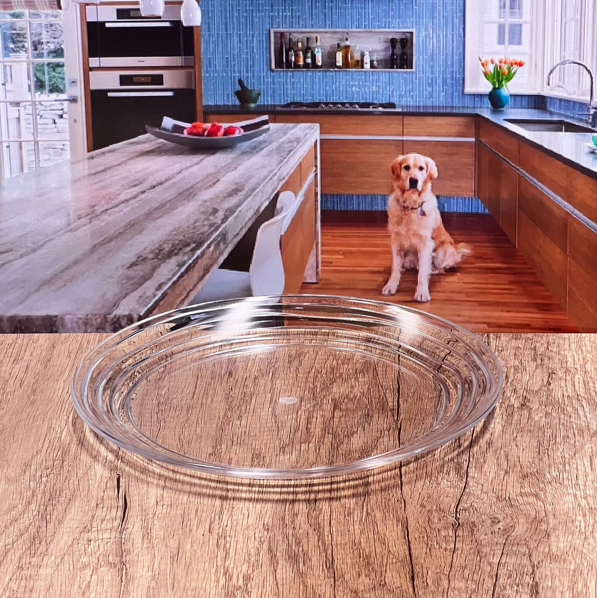 Clear Four Piece Round Swirl Acrylic Service For Four Dinner Plate Set-0