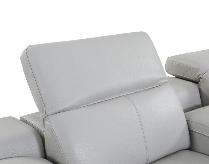 Light Gray Italian Leather Power Reclining U Shaped Five Piece Corner Sectional With Console-0