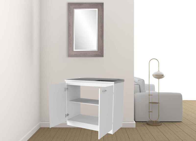 39" White Stainless Steel Accent Cabinet With Two Shelves-0