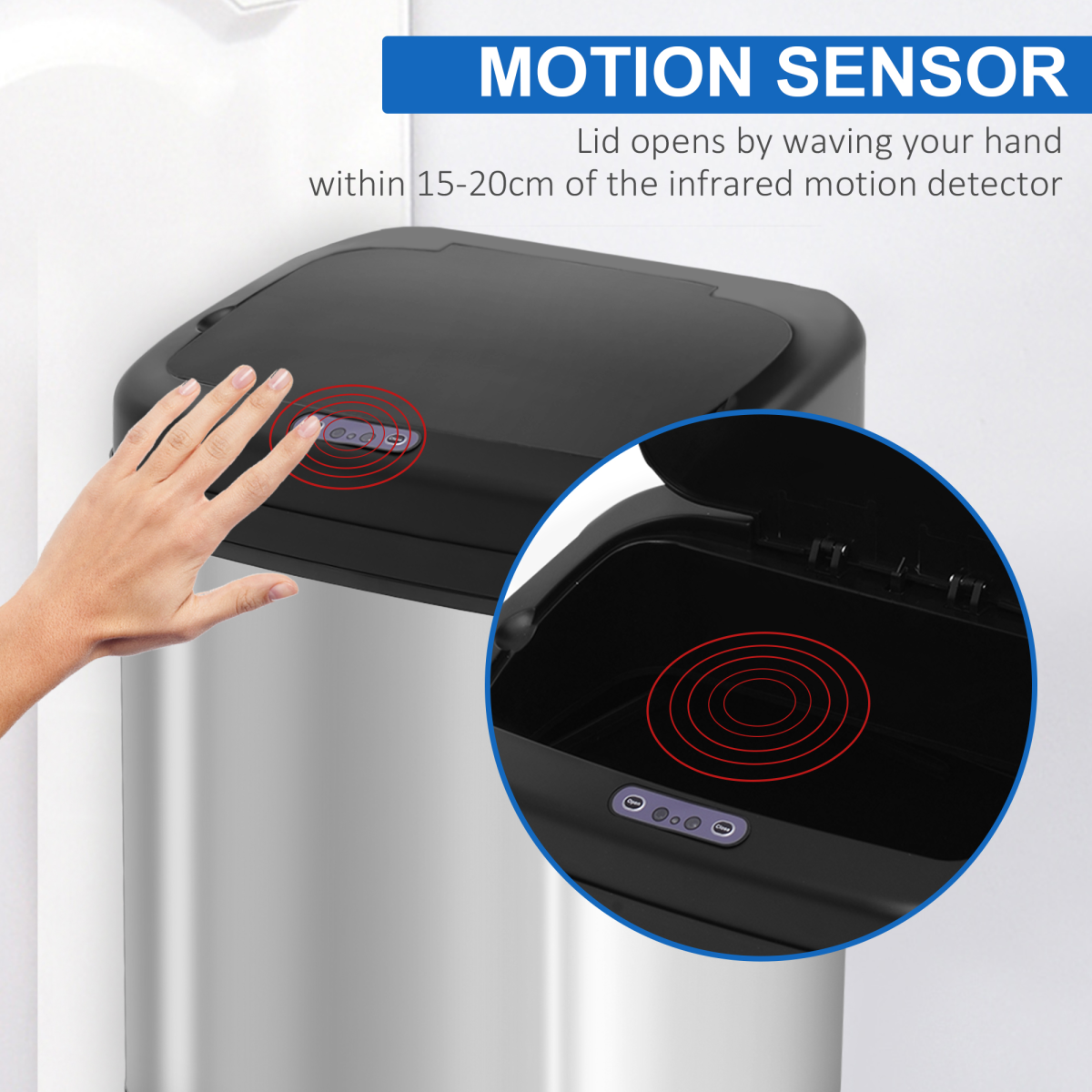 20L Stainless Steel Auto Kitchen Bin Sensor Bucket in L Size