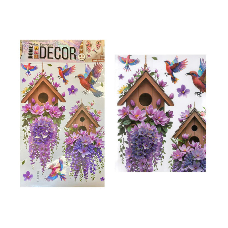 3D Wall Stickers Bird and Floral, Peel and Stick Living Room Door Decor image 0