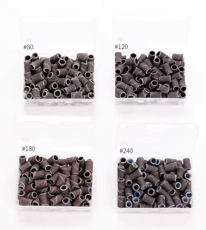Nail Sanding Ring Bands 80/120/180 Grit Electric Manicure Drill Grinding Heads UV Gel Polish Removal Pedicure Abrasive Tools-2