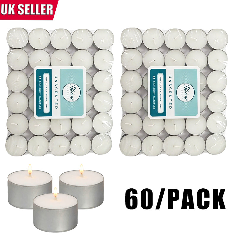 Tealight Candles 60 Pack White, Unscented 3 Hour Burn Time image 0
