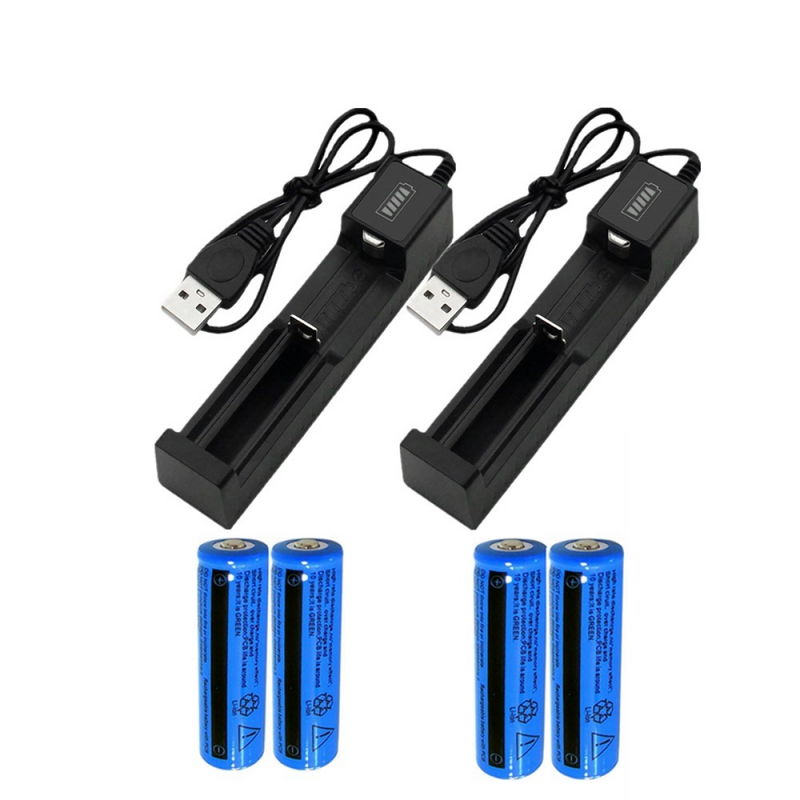4pcs 3000mAh 18650 Rechargeable Batteries+2x USB Battery Charger Set image 0