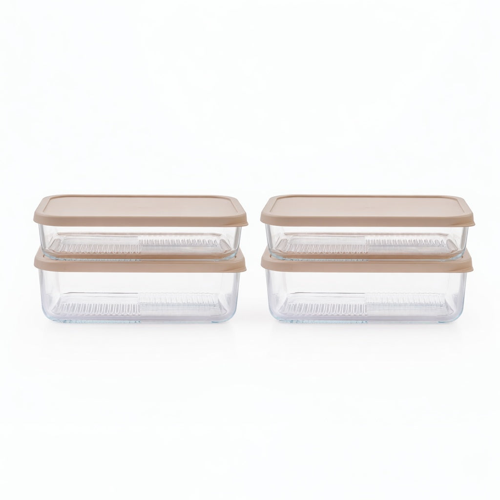 Container Culture 12-Piece Airtight Glass Food Storage Set with Lids, 25.35oz & 40.57oz Mixed Sizes - Cashew Cream-0
