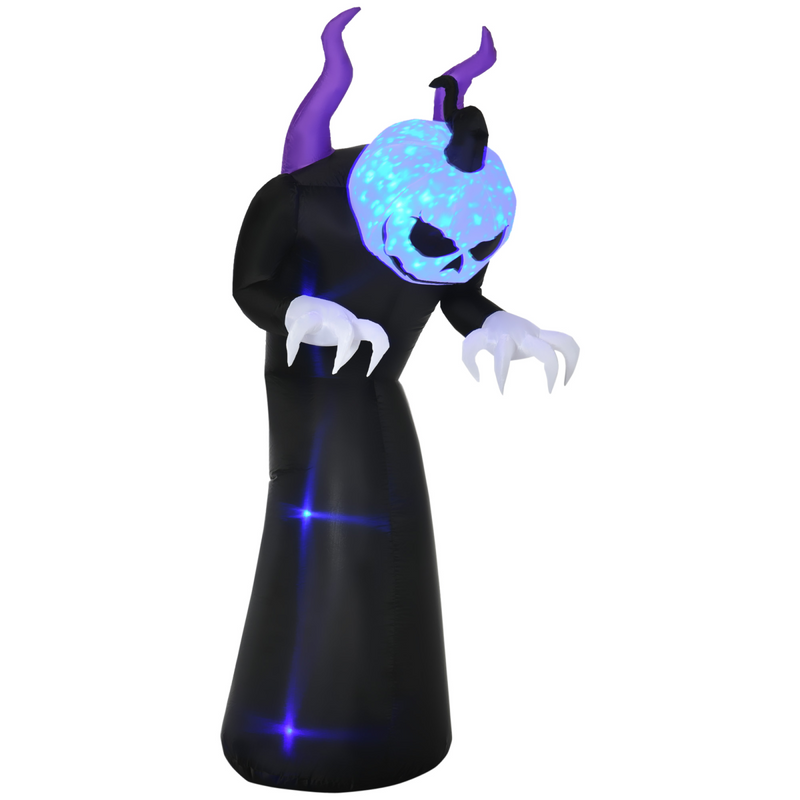7ft Inflatable Halloween Ghost Horns Blow-Up Outdoor LED Display Flame