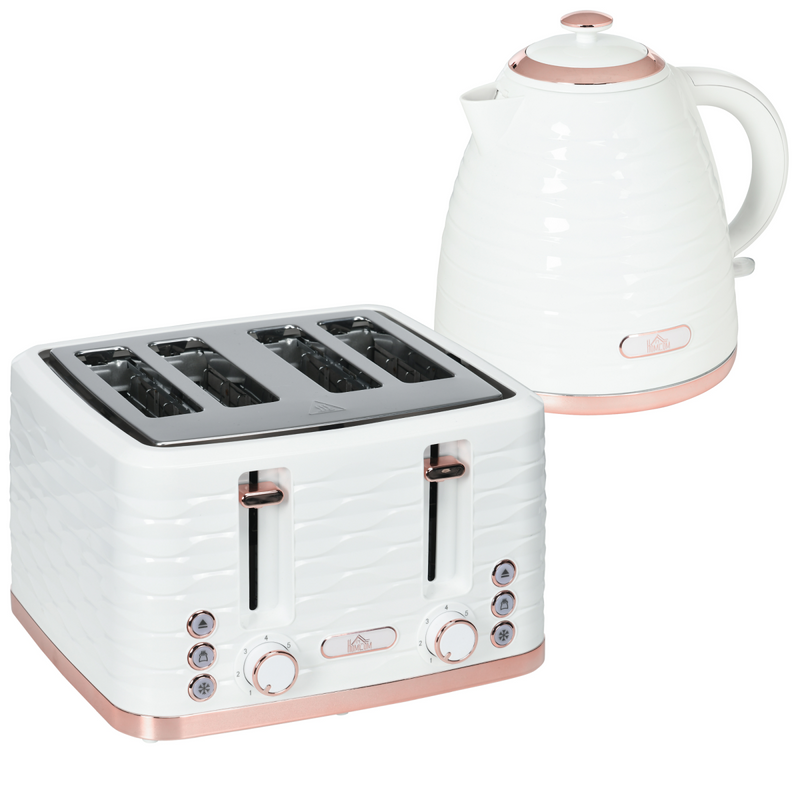 Kettle and Toaster Set 1.7L Rapid Boil Kettle and 4 Slice Toaster White