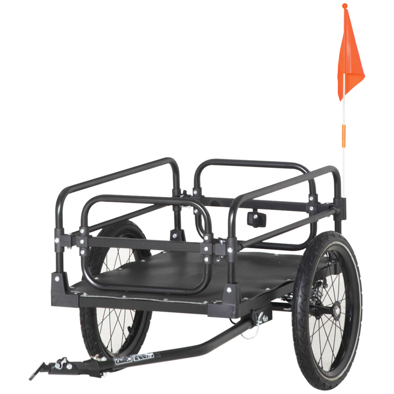 Bike Trailer Wagon Bicycle Cargo Trailer with Suspension, 2 Wheels, Black