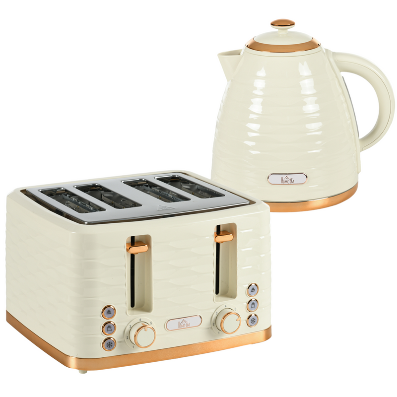 Kettle and Toaster Set 1.7L Rapid Boil Kettle and 4 Slice Toaster Beige