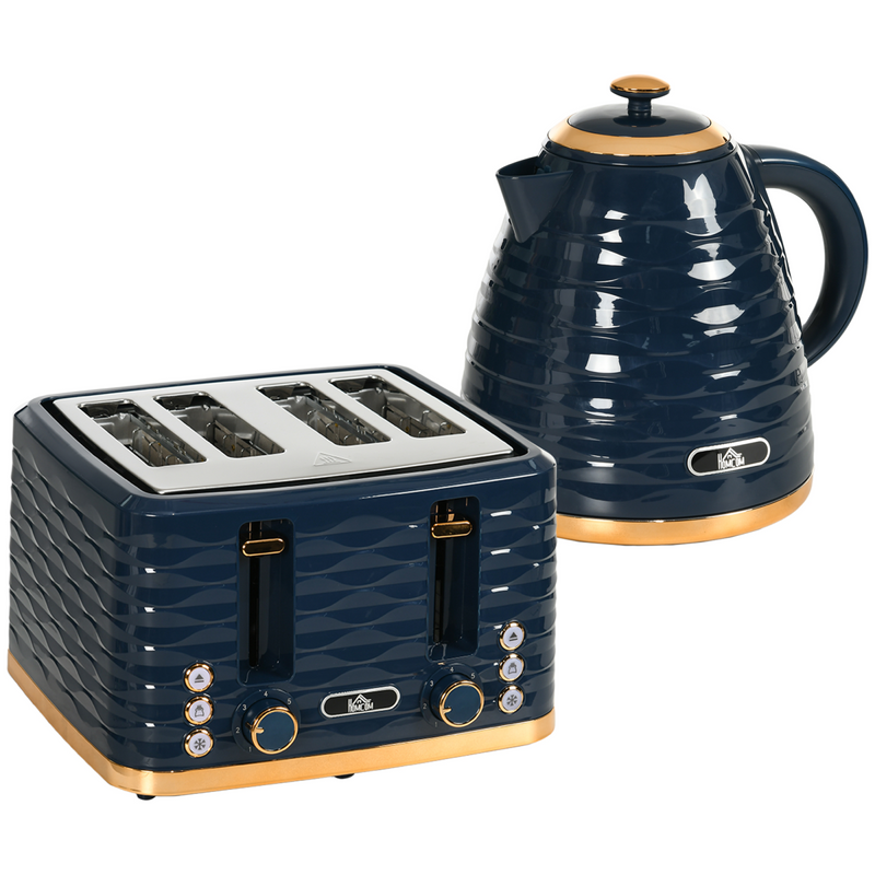 Kettle and Toaster Set 1.7L Rapid Boil Kettle and 4 Slice Toaster Blue