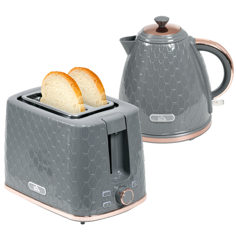 Kettle and Toaster Set 1.7L Fast Boil Kettle and 2 Slice Toaster Set Grey
