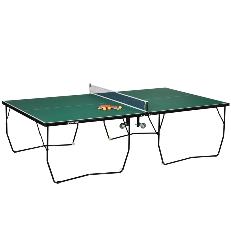 9FT Folding Table Tennis Table with 8 Wheels, for Indoors, Outdoors