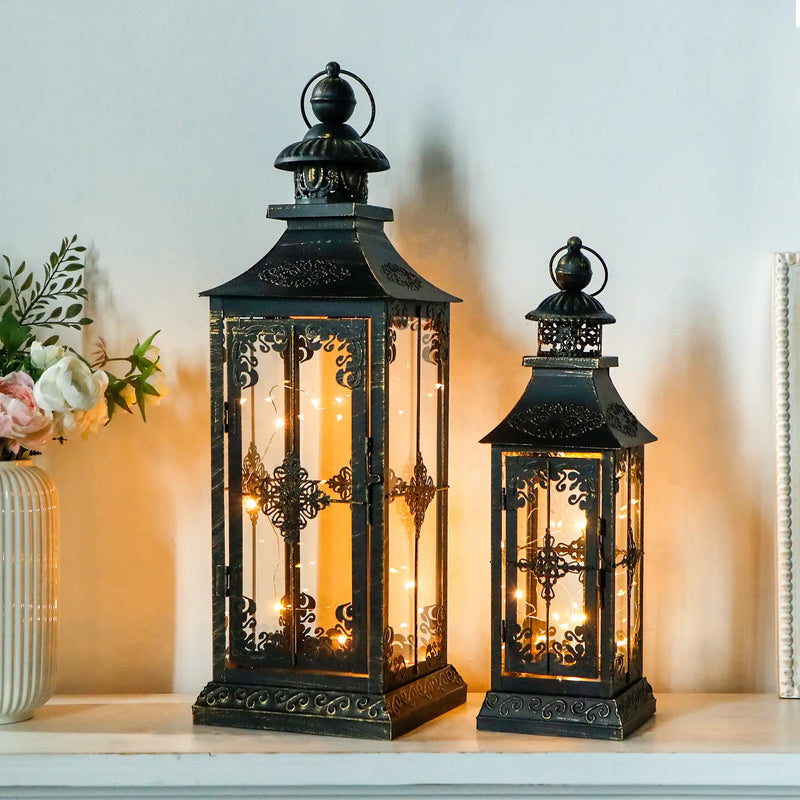 Set of 2 21.5'' & 16" H Vintage Decorative Lanterns-0