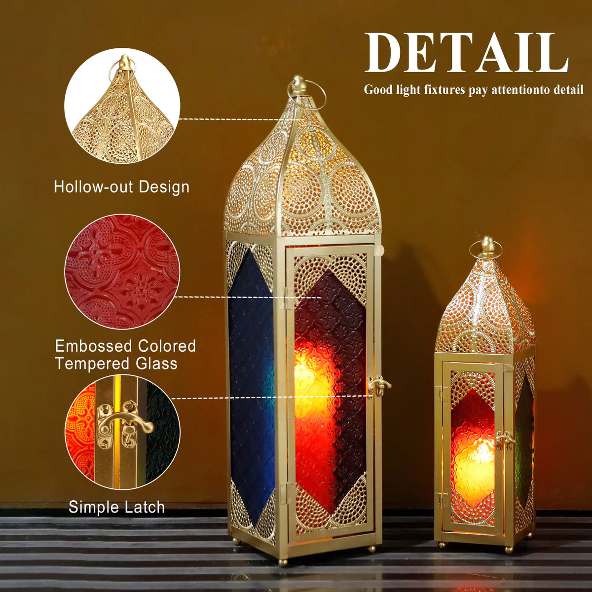 Set of 2 Moroccan Candle Lanterns Candle Holder-4